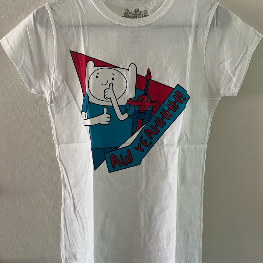 Adventure Time White and Blue Short Sleeve Tee